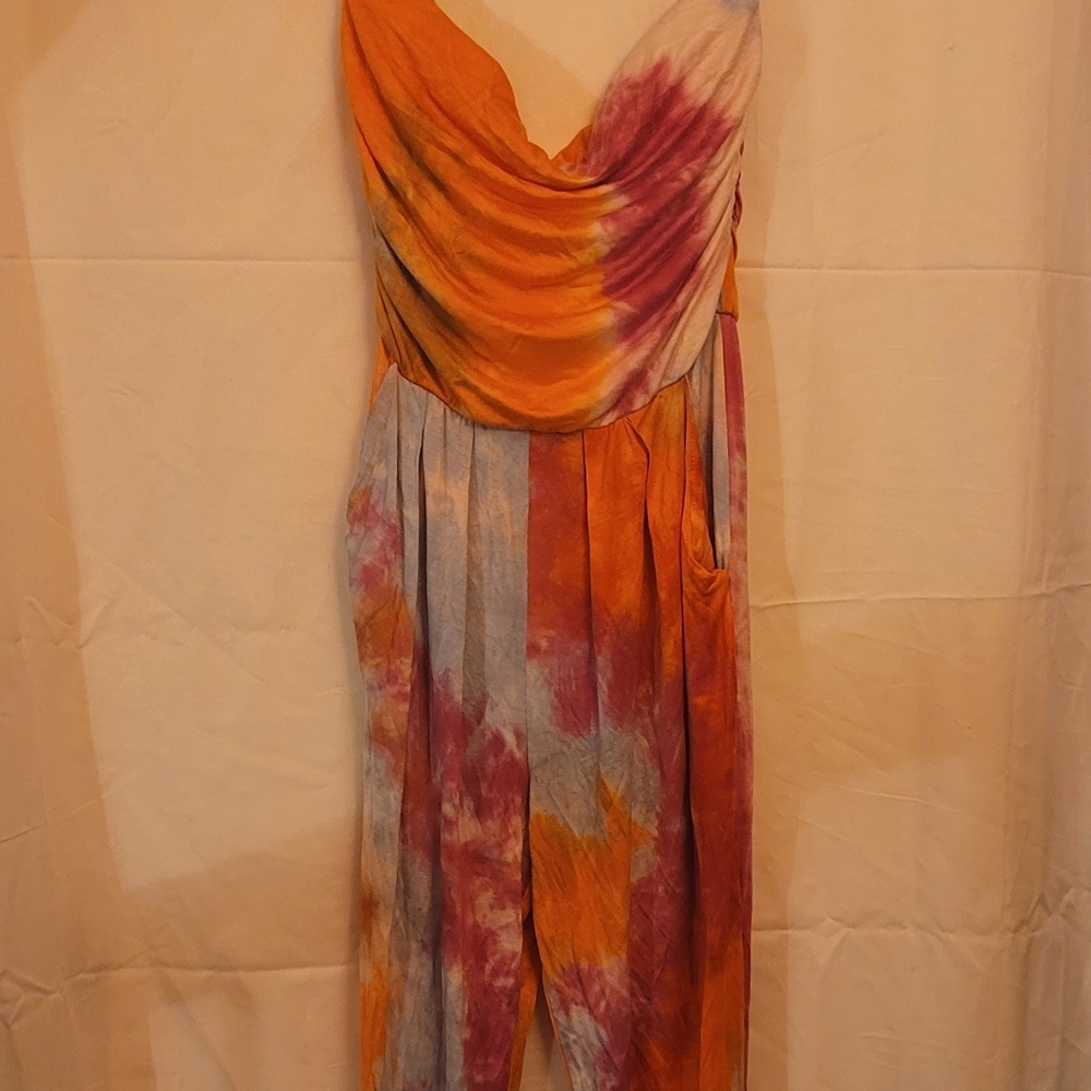 Heart & Hips Strapless Orange and Purple Dress